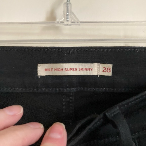 🌸Levi’s Black Mile High Super Skinny Black label & Tag Denim Jeans #Pk - Picture 2 of 9
